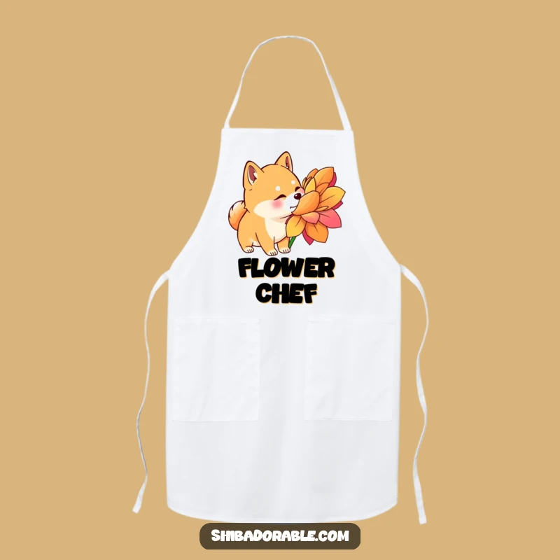 Funny Shiba Inu Flower Sniff Apron - Cook with Curious Charm and Style