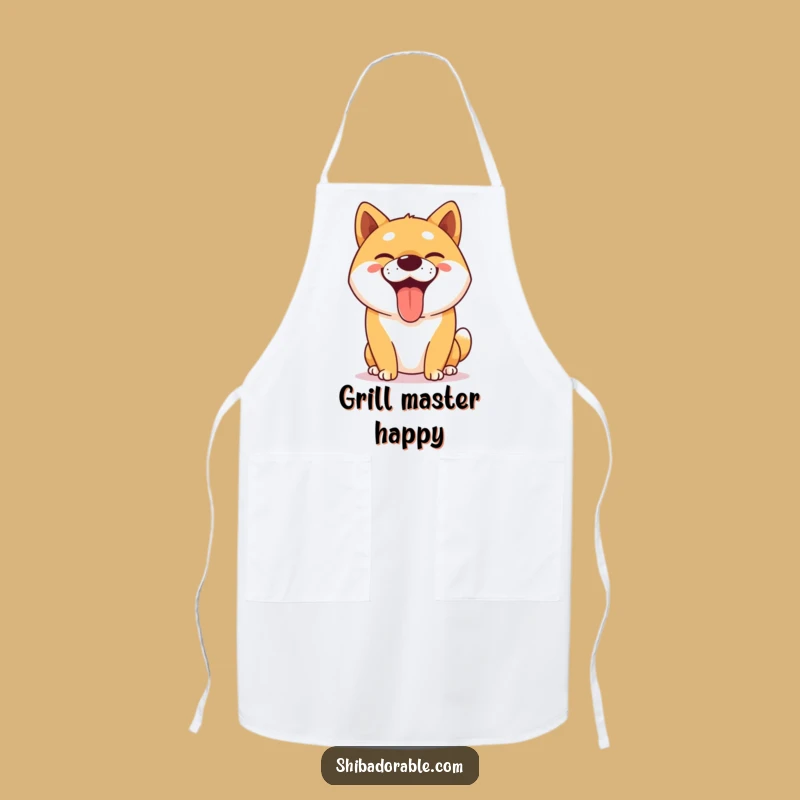 Funny Happy Shiba Inu Grin Apron - Goofy Dog Kitchen Gift