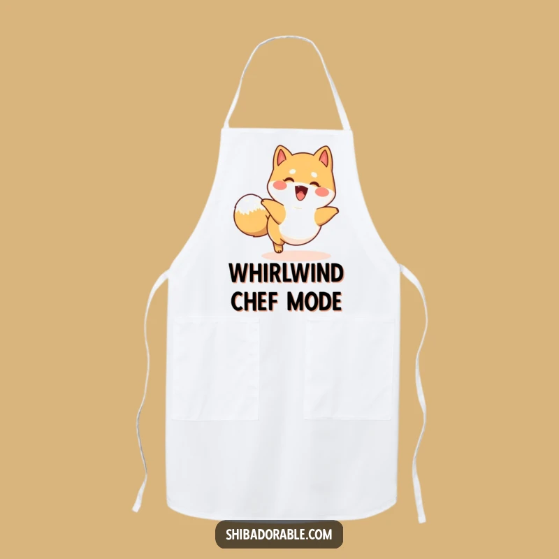 Funny Happy Shiba Inu Tail Chase Apron: Cook with Playfulness