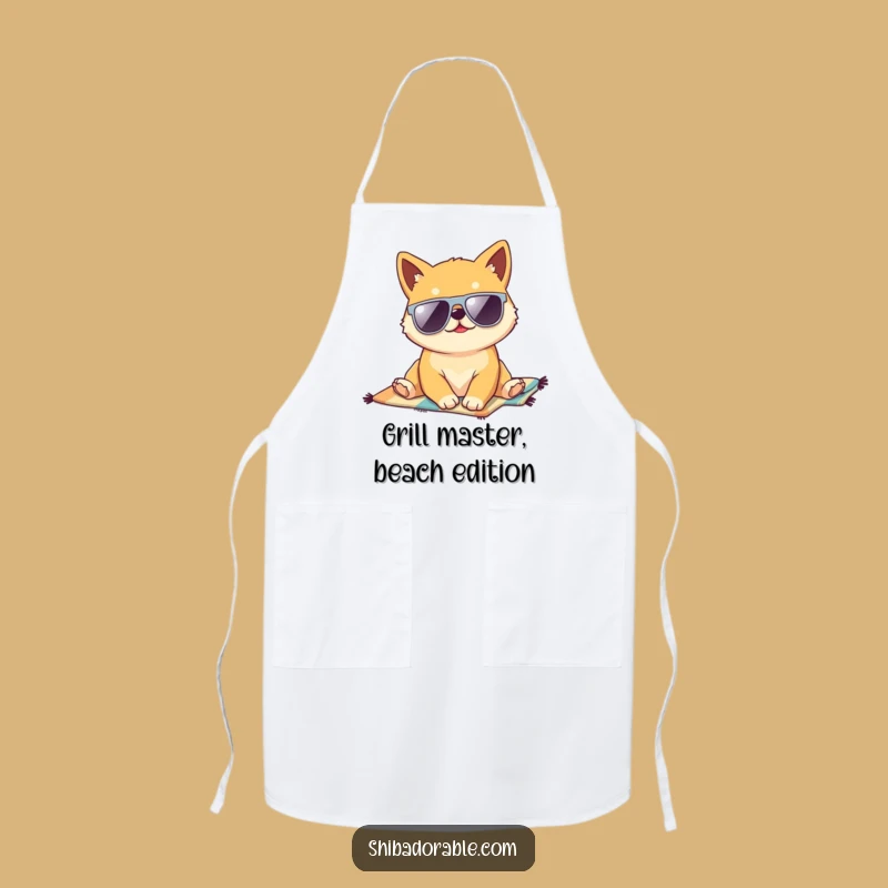 Funny Kawaii Shiba Inu Chef Apron - Hilarious Cooking Companion for Beach Loving Pups