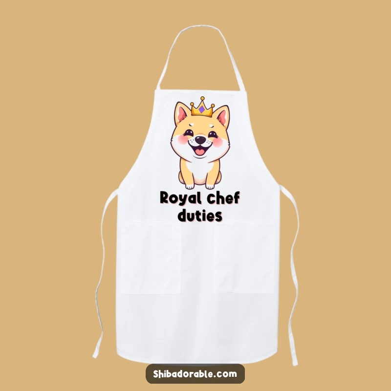 Funny Royal Shiba Inu Apron: Kitchen Dog Crown Barks, Hilarious Funny Gift for Bakers