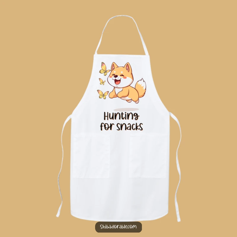 Funny Shiba Inu Apron: Kitchen Fun with a Pup's Butterfly Chase, Chef Gift