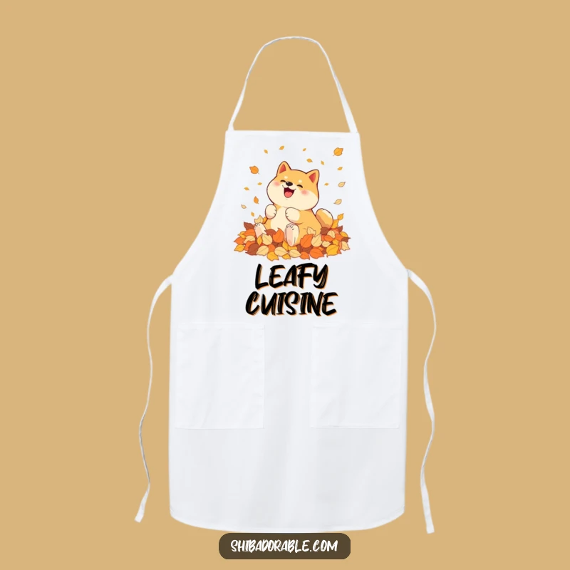 Funny Shiba Inu Autumn Leaves Apron - Cook with Seasonal Cheer and Style