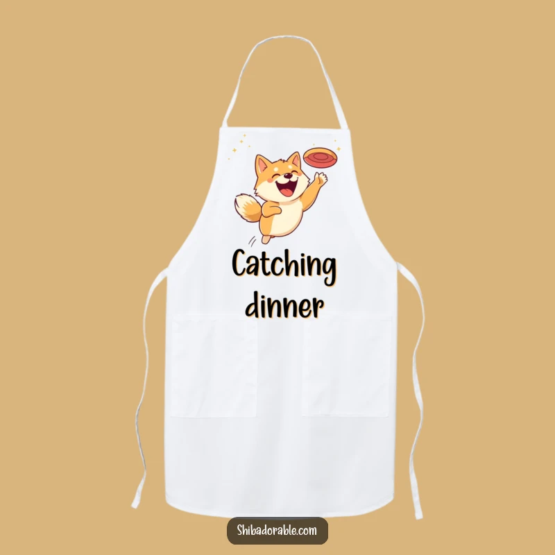 Funny Shiba Inu Disc Grin Apron - Humorous Kitchen Wear for Dog Lovers