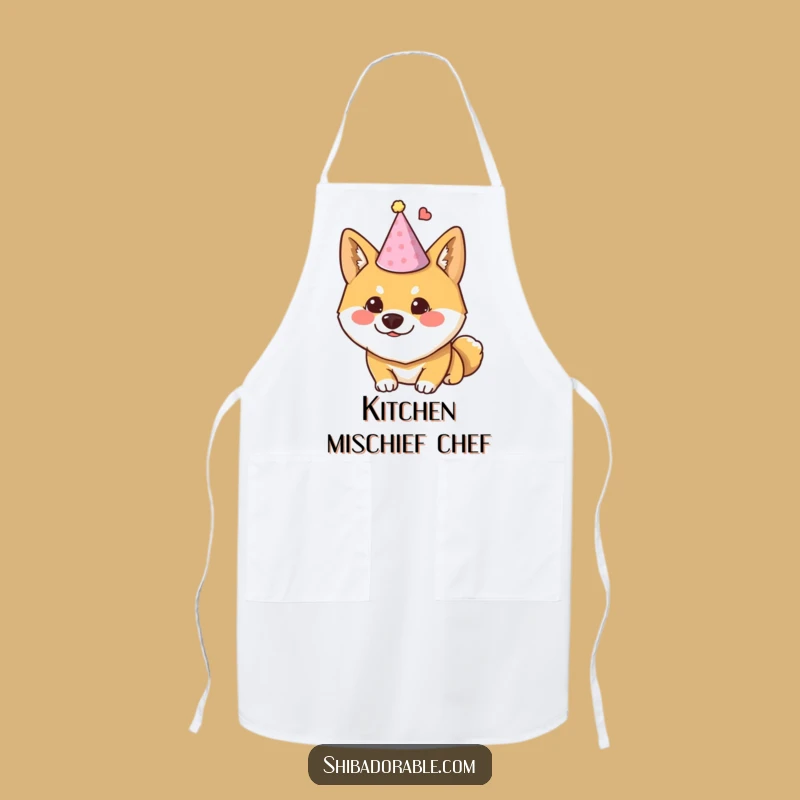 Funny Mischievous Shiba Party Hat Apron - Hilarious Dog Party Chef