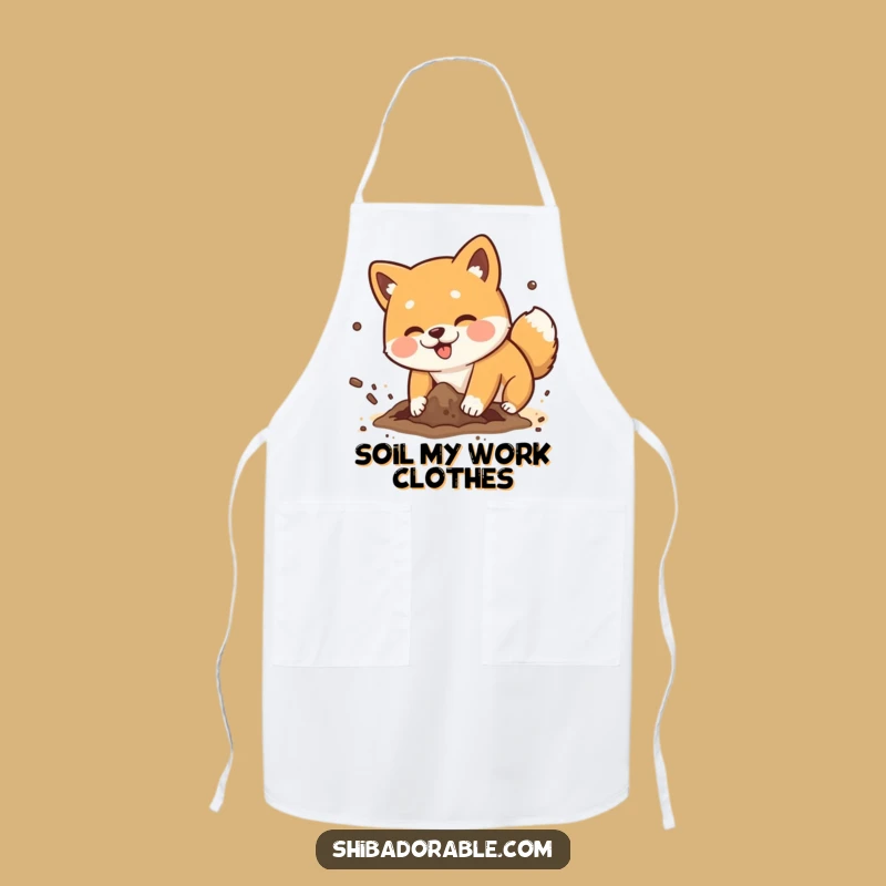 Funny Shiba Inu Digging Apron - Kitchen Dog Dirt Flying Funny Gift