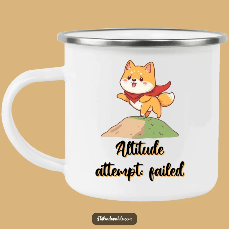 Funny Shiba Inu Camping Mug: Hero Pup's Flight Adventure, Durable Outdoor Gift