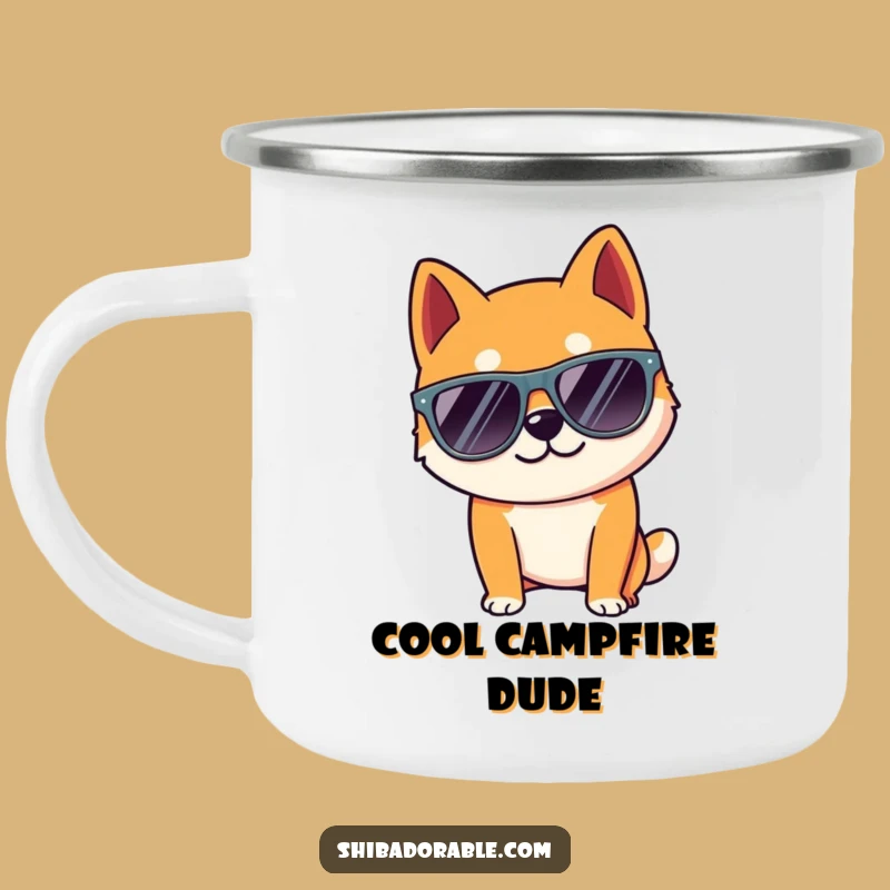 Funny Shiba Cool Dog Enamel Mug: Adventure Ready - Rugged Funny Gift!