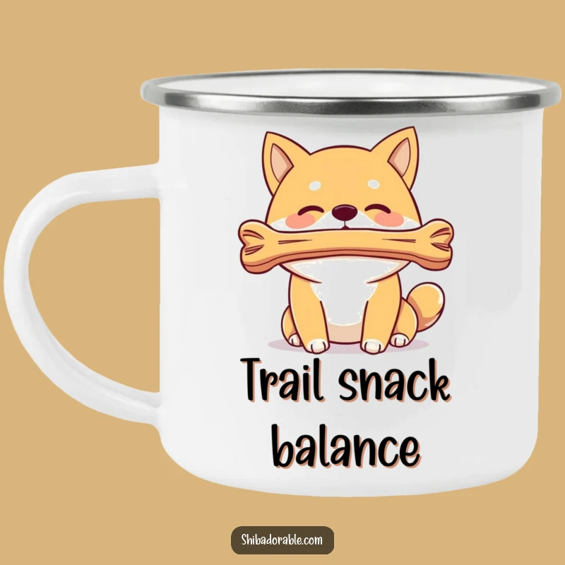 Funny Shiba Inu Bone Balance Camping Mug: Durable Dog Skill, Outdoor Funny Gift