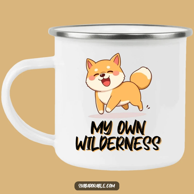 Funny Shiba Inu Tail Chasing Camping Mug - Outdoor Dog Spin Gift
