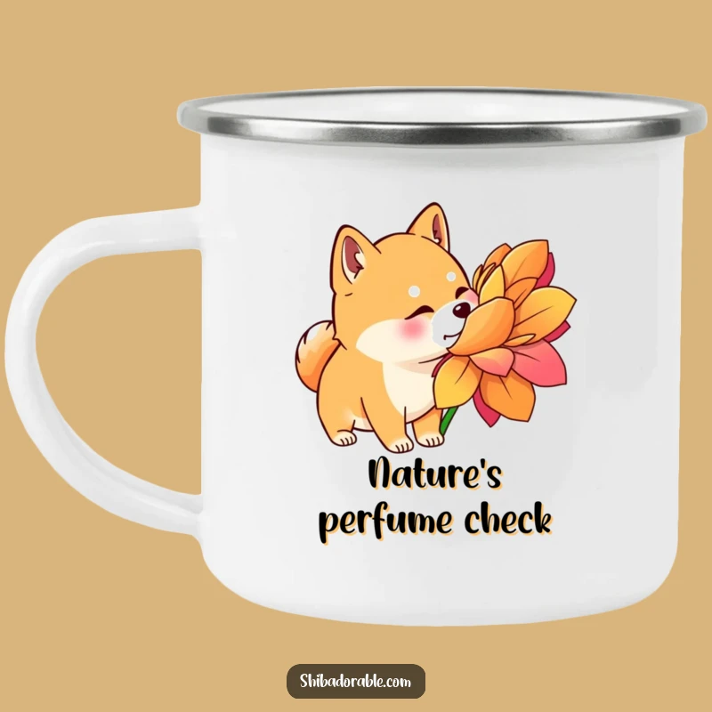 Durable Funny Shiba Inu Flower Sniff Camping Mug - Adventure with Whimsical Charm