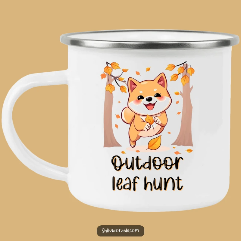 Funny Shiba Inu Camping Mug: Autumn Pounce Adventure, Durable Funny Gift