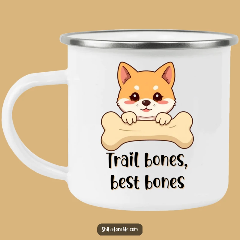 Funny Shiba Inu Bone Peeking Camping Mug - Outdoor Adventure with Humor