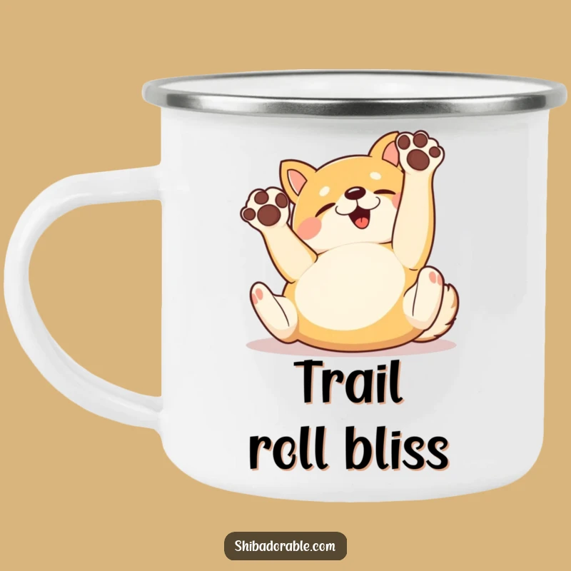 Funny Shiba Inu Rolling Camping Mug: Adventure Bliss with a Playful Pup - Perfect Gift!