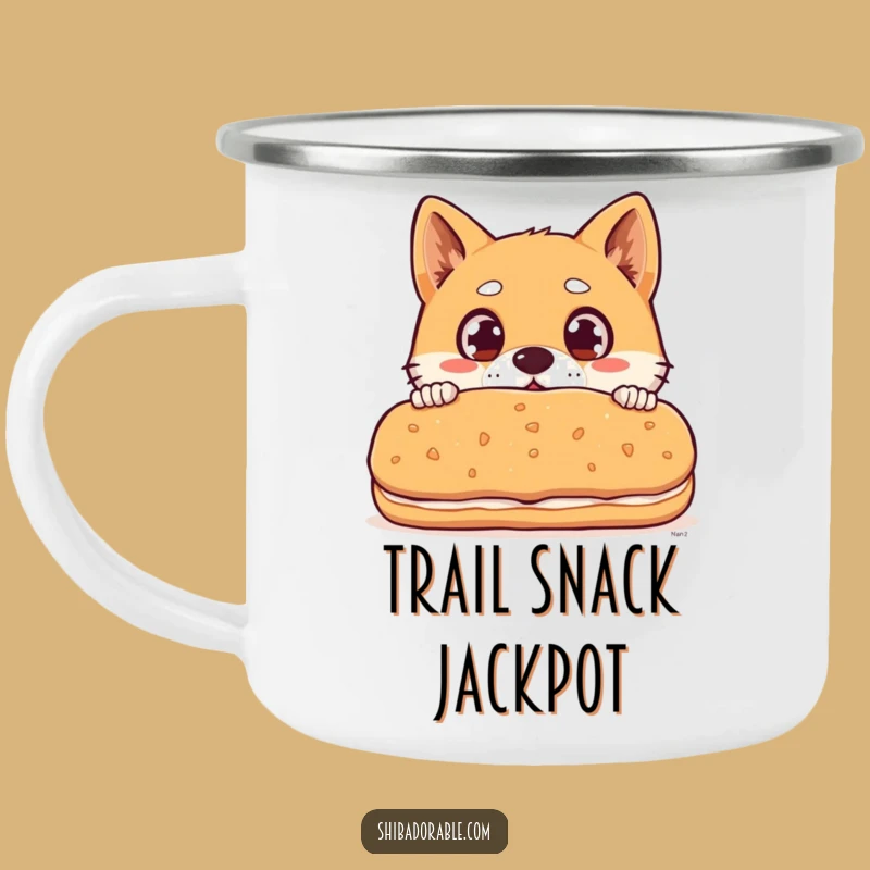 Funny Shiba Inu Biscuit Camping Mug - Outdoor Dog Eyes Gift