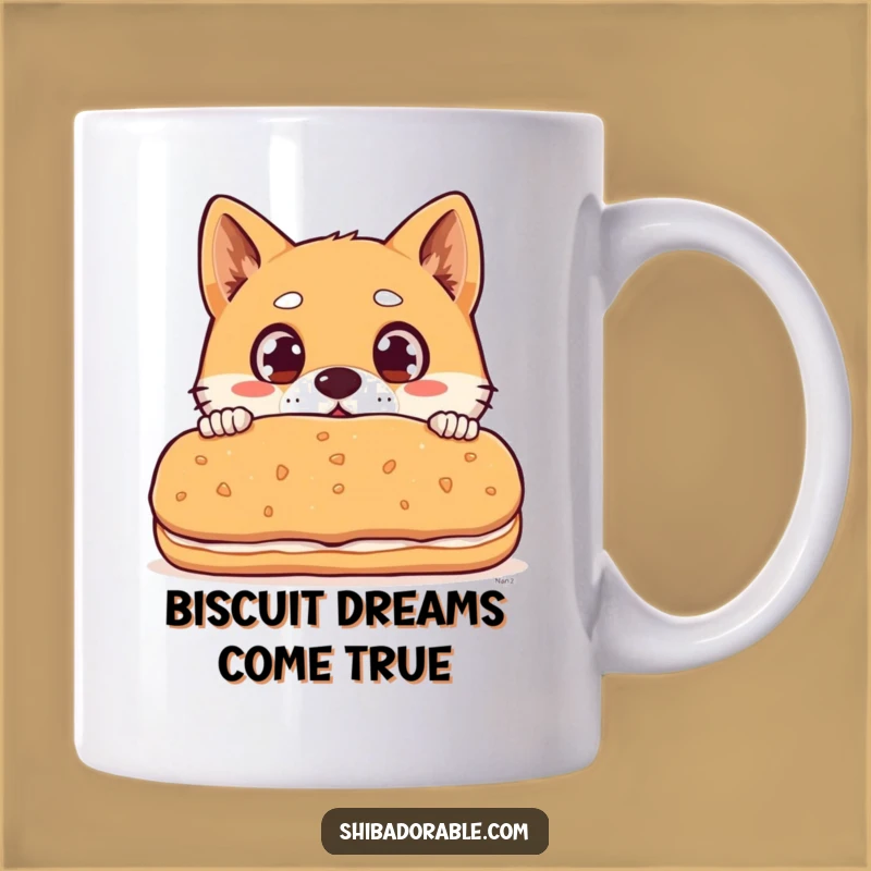 Funny Shiba Inu Biscuit Mug - Surprised Dog Eyes Funny Gift