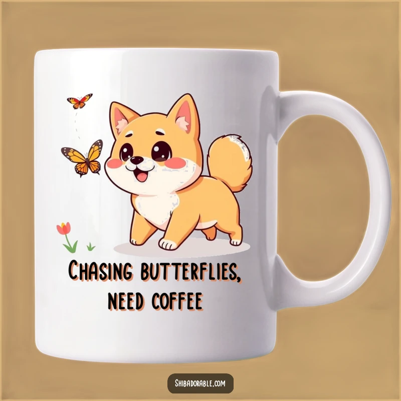 Funny Shiba Inu Mug: Adorable Curiosity Captured, Perfect Gift for Dog Lovers Chasing Fun