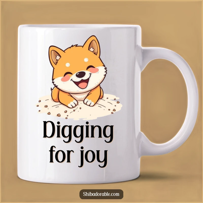 Funny Shiba Inu Sand Digging Mug: Happy Dog Lover Funny Gift