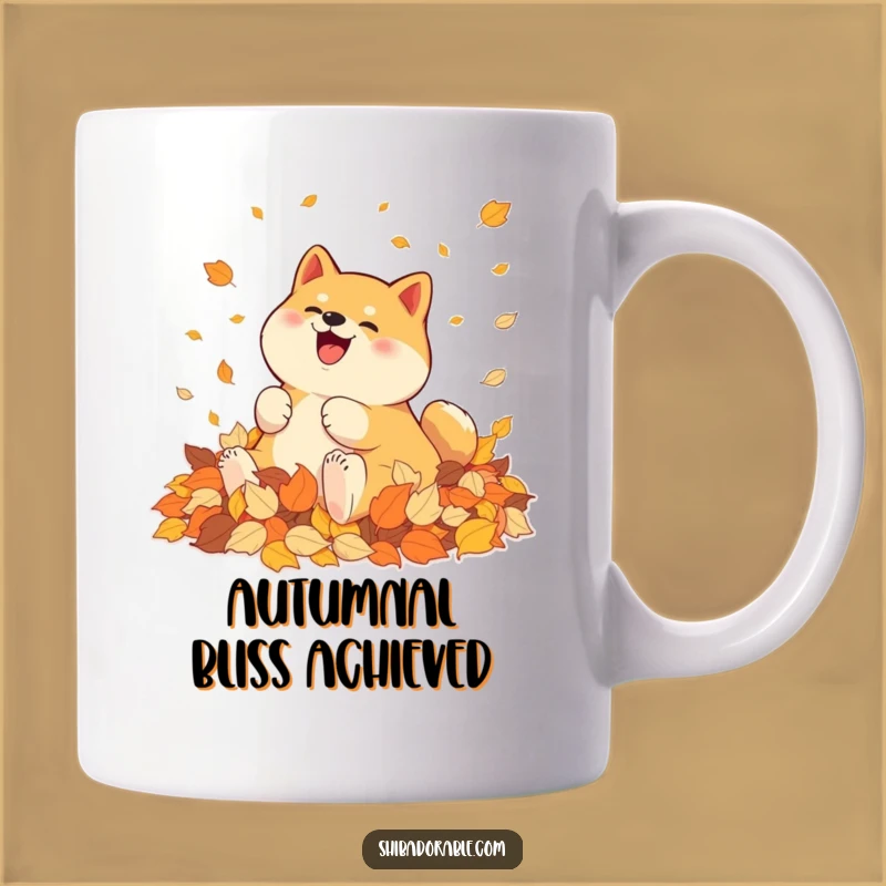 Funny Shiba Inu Autumn Leaves Mug - Hilarious Gift for Playful Pups