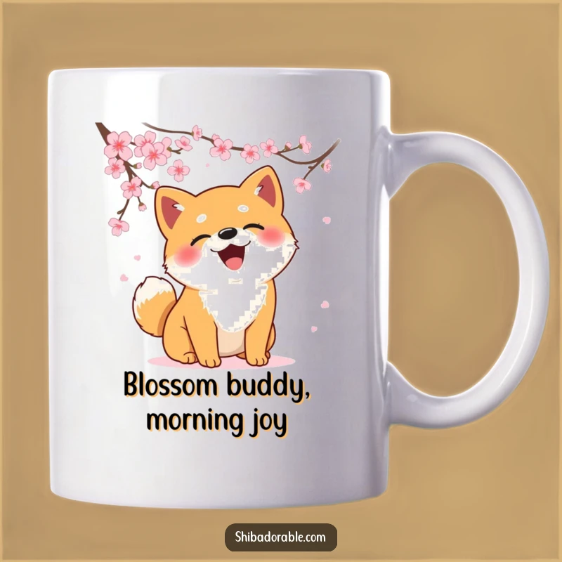 Funny Shiba Inu Cherry Blossom Catch Mug - Whimsical Dog Lover Gift