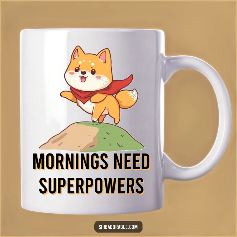 Funny Shiba Inu Flying Mug: Hero Pup's Ambitious Flight, Hilarious Dog Gift