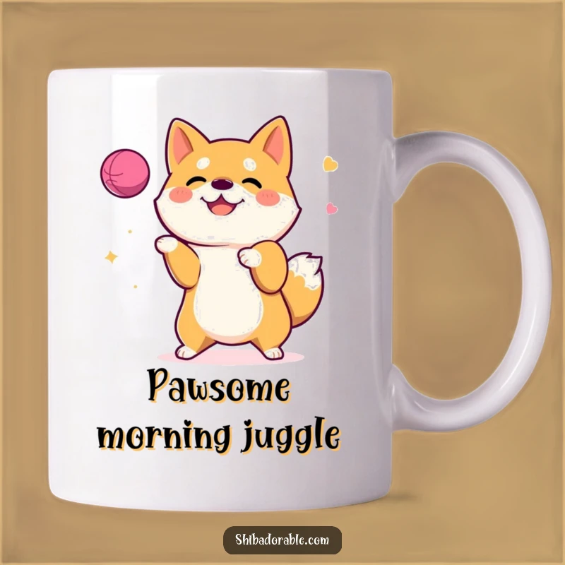 Funny Shiba Inu Juggling Mug: Happy Dog's Skillful Antics - Perfect Gift for Dog Lovers!
