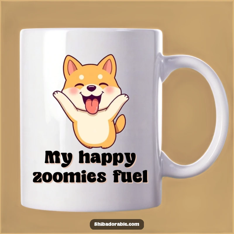 Funny Shiba Inu Leaping Mug - Joyful Dog Tongue Out Funny Gift