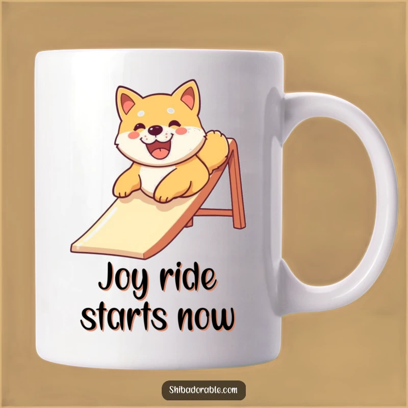 Funny Shiba Inu Slide Fun Mug - Joyful Dog Lover's Hilarious Gift!