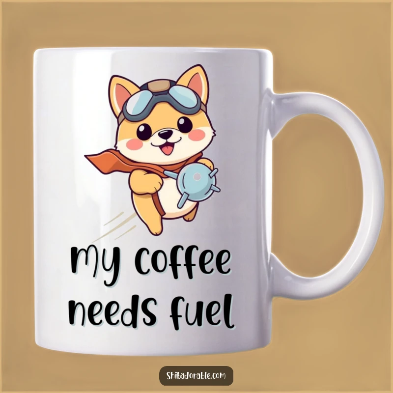 Funny Shiba Pilot Mug: Adorable Puppy Flying High - Perfect Funny Gift!