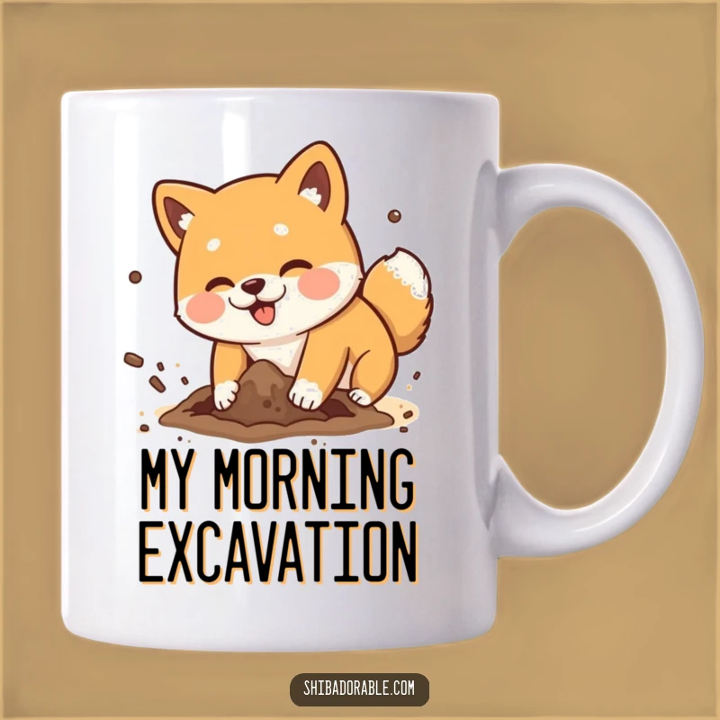 Funny Shiba Inu Digging Mug - Messy Dog Dirt Flying Funny Gift