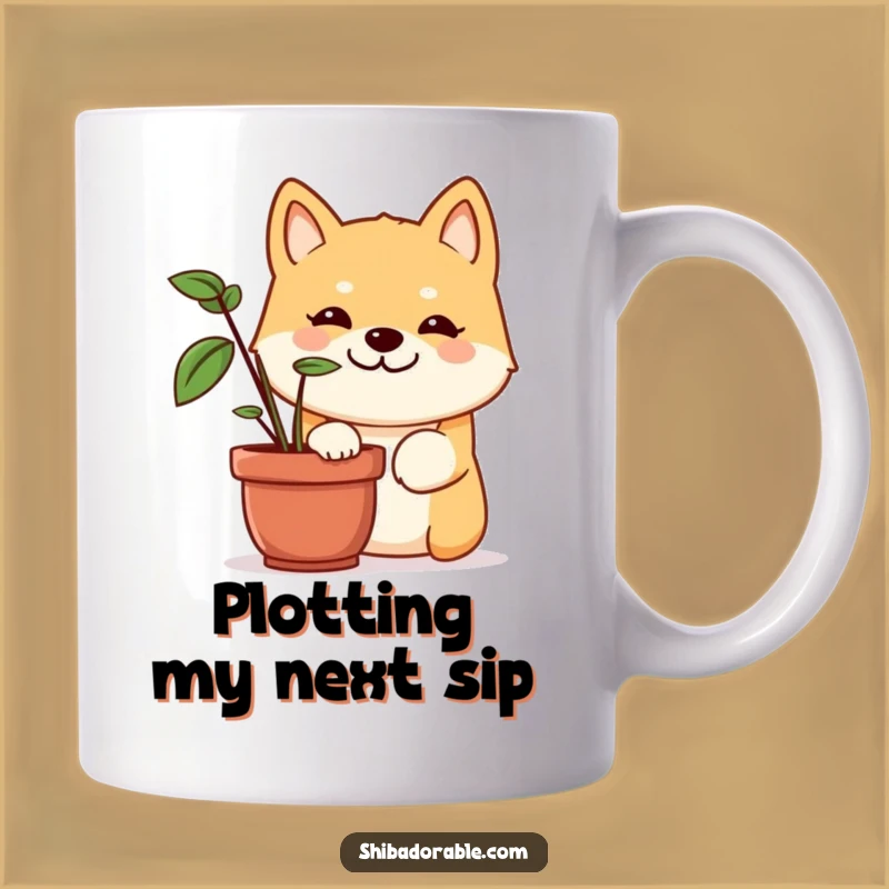 Funny Shiba Inu Plant Mug: Mischievous Pup's Peek, Hilarious Dog Lover Gift