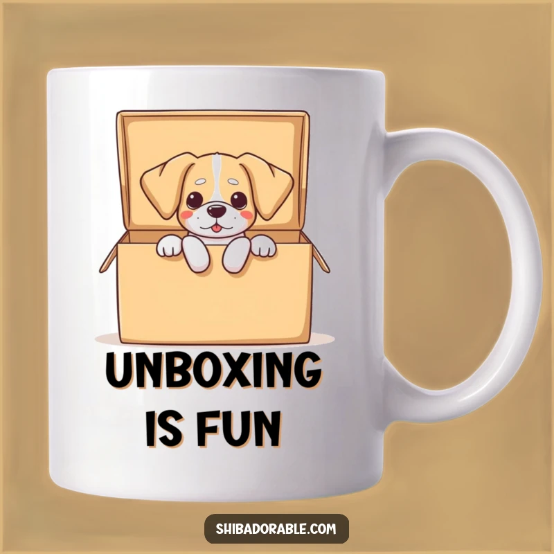 Funny Dog Box Mishap Mug - Hilarious Surprise Gift