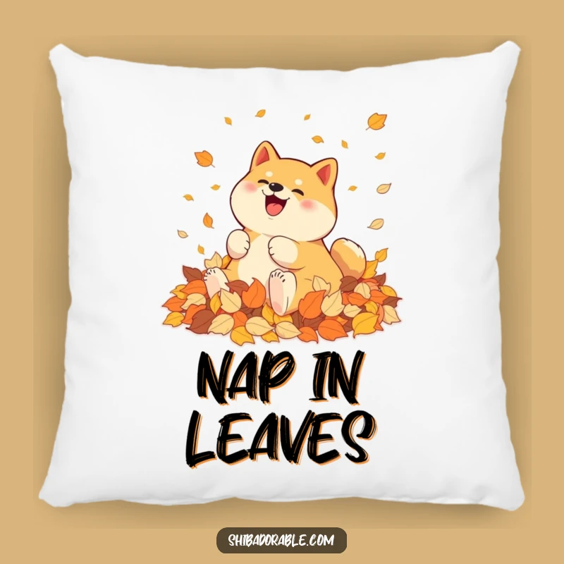 Comfy Funny Shiba Inu Autumn Leaves Pillow - Cozy Decor with Seasonal Charm