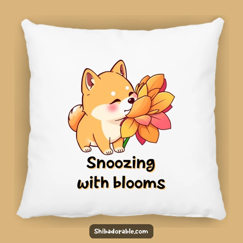 Comfy Funny Shiba Inu Flower Sniff Pillow - Cozy Decor with Whimsical Charm