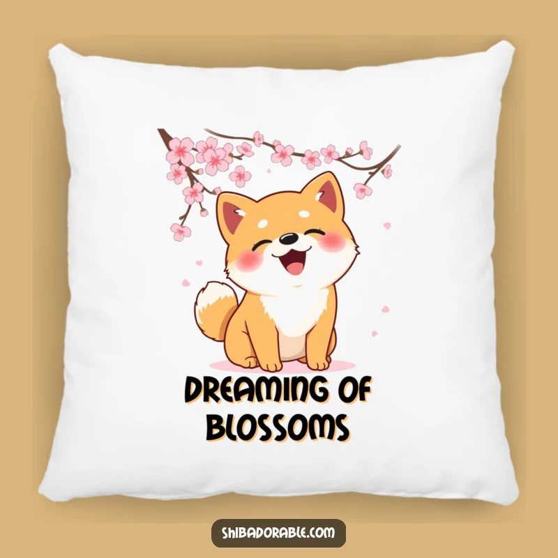 Funny Shiba Inu Blossom Catch Pillow - Soft Cushion with Whimsical Art
