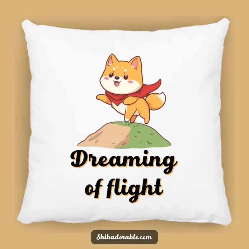 Funny Shiba Inu Pillow: Cozy Cushion with a Heroic Pup's Flight, Gift
