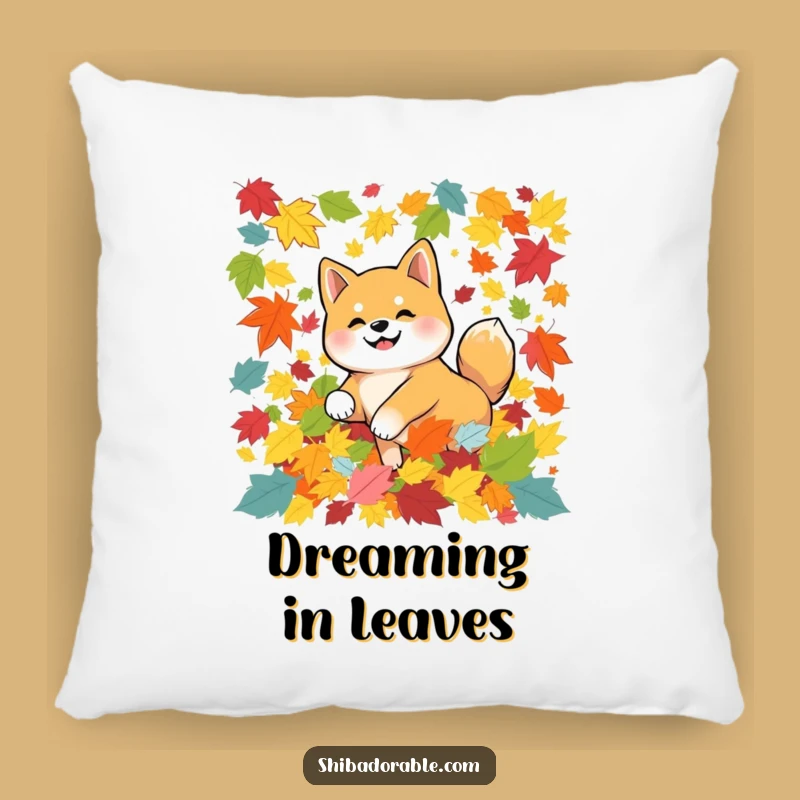 Funny Cozy Shiba Inu Leaves Pillow - Soft & Hilarious Dog Decor Gift!