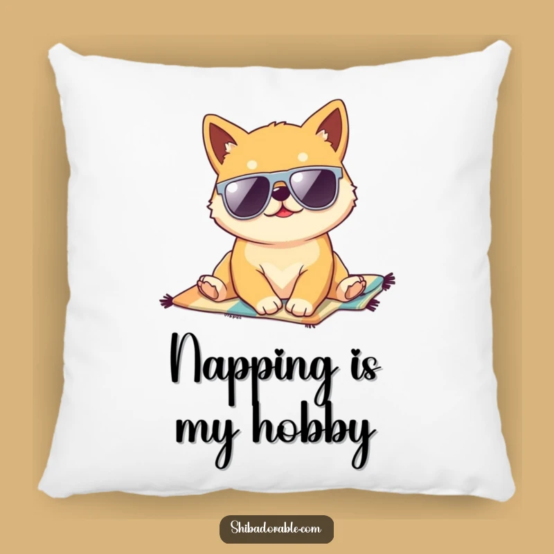 Funny Kawaii Shiba Inu Pillow - Soft & Hilarious Beach Pup Cushion for Comfy Vibes