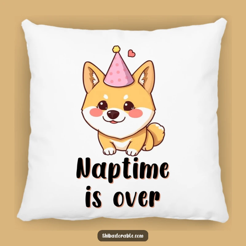 Funny Mischievous Shiba Party Hat Pillow - Cozy & Hilarious Dog Gift