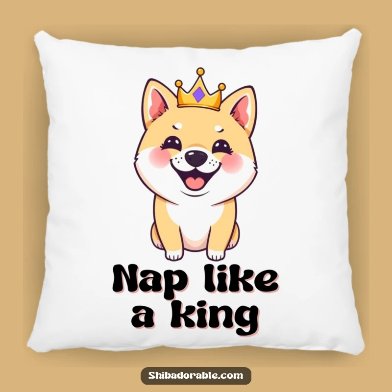 Funny Royal Shiba Inu Pillow: Cute Dog Crown Barks, Comfy Funny Gift for Shiba Enthusiasts