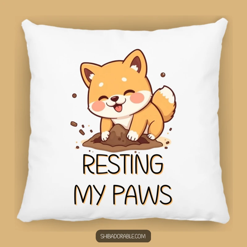 Funny Shiba Inu Digging Pillow - Cozy Dog Dirt Flying Funny Decor
