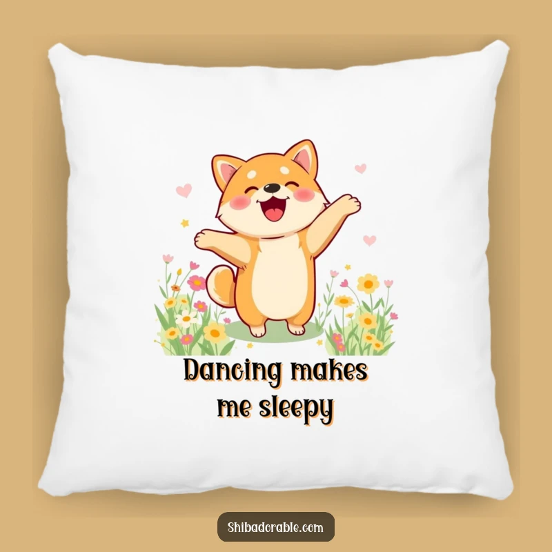 Funny Shiba Inu Flower Dance Pillow - Soft Cushion of Pure Joy