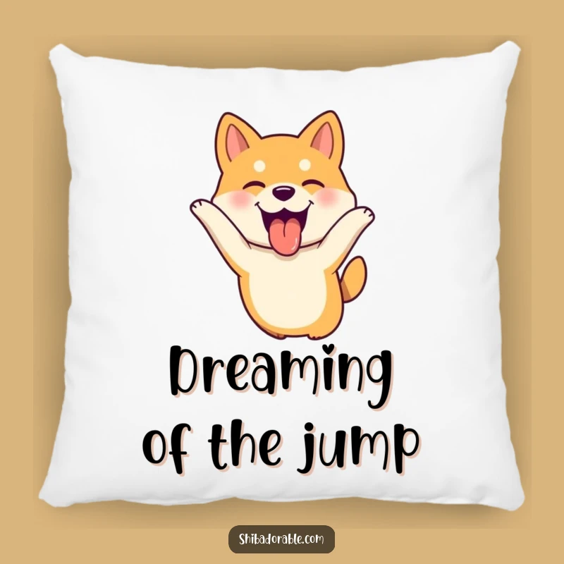 Funny Shiba Inu Leaping Pillow - Cozy Dog Tongue Out Funny Decor