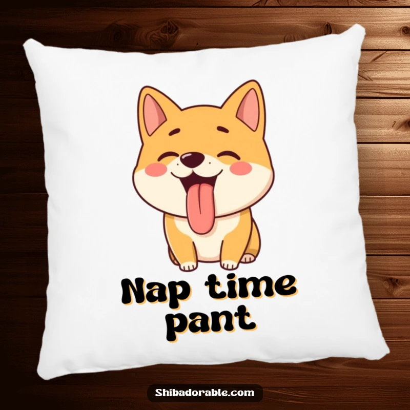 Funny Shiba Inu Pillow: A happy Shiba Inu pants with its tongue out, creating a hilarious and huggable accent piece.