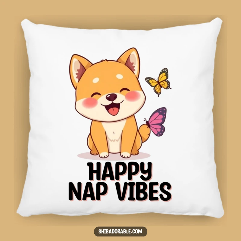 Funny Wagging Shiba Inu Butterfly Pillow: Cozy Accent for Happy Spaces