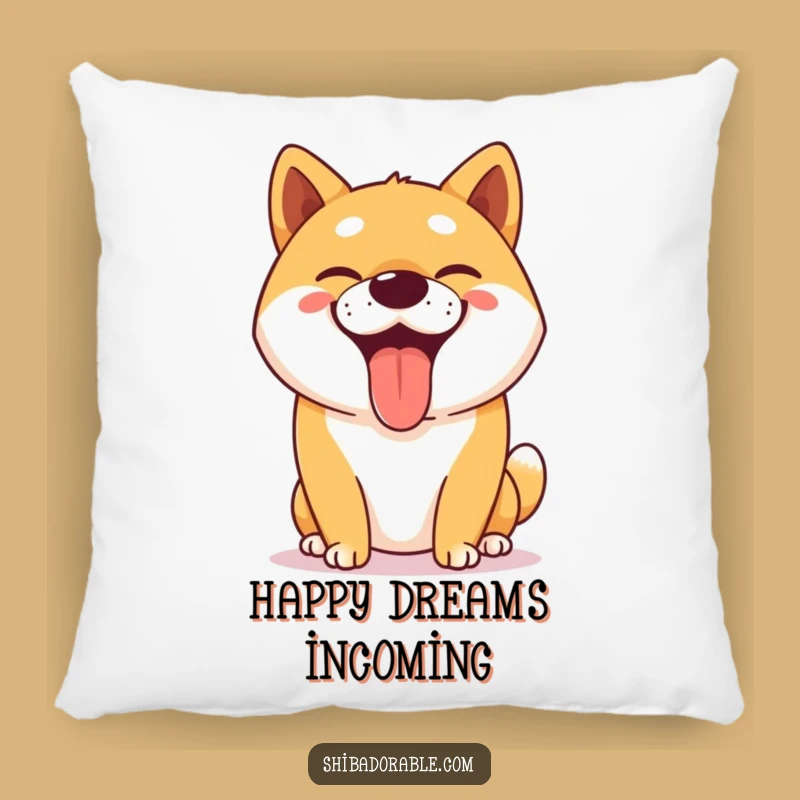 Funny Happy Shiba Inu Grin Pillow - Cozy & Goofy Dog Comfort Gift