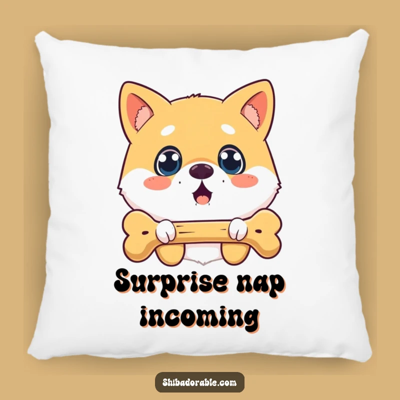 Funny Surprised Shiba Inu Bone Pillow: Cozy & Comical Accent