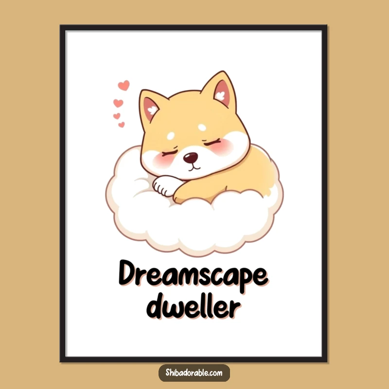 Funny Sleepy Shiba Inu Cloud Art Print: Whimsical & Hilarious Dog Decor