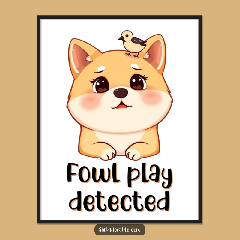 Funny Shiba Inu Bird Head Digital Art - Hilarious Surprise Dog Print, Gift Idea!