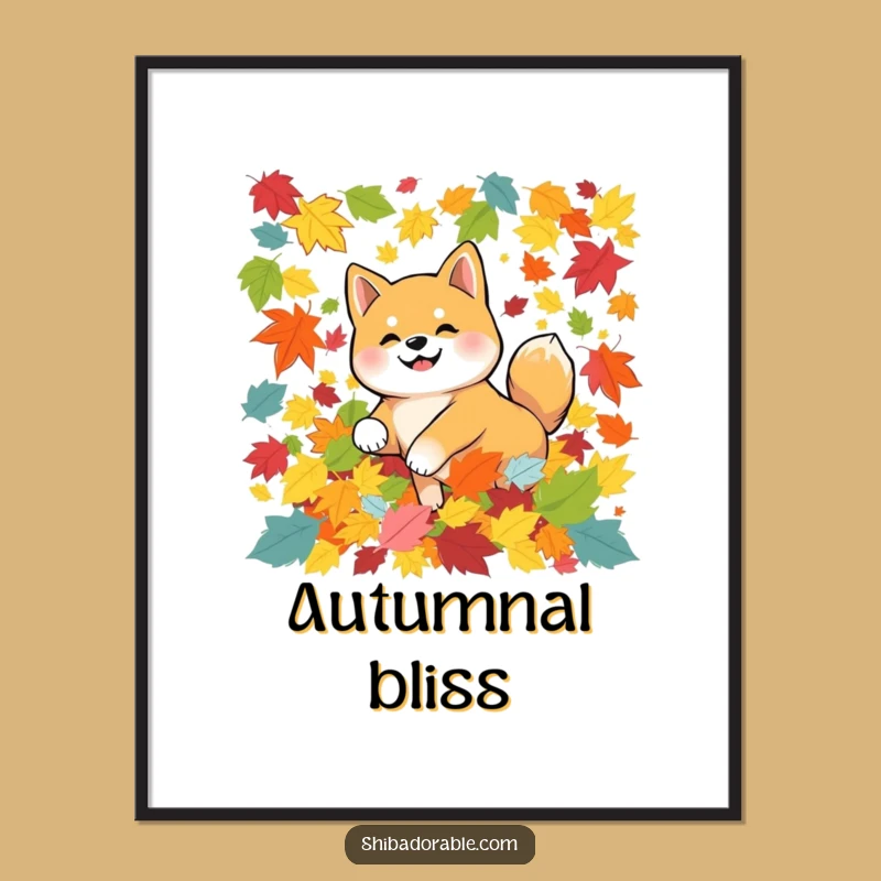 Funny Autumn Shiba Inu Leaves Art Print - Instant Download & Hilarious Dog Gift!